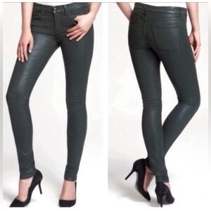 Juicy Couture Jeans wax coated 25 skinny embroidered logo crystal 5 pocket NWOT